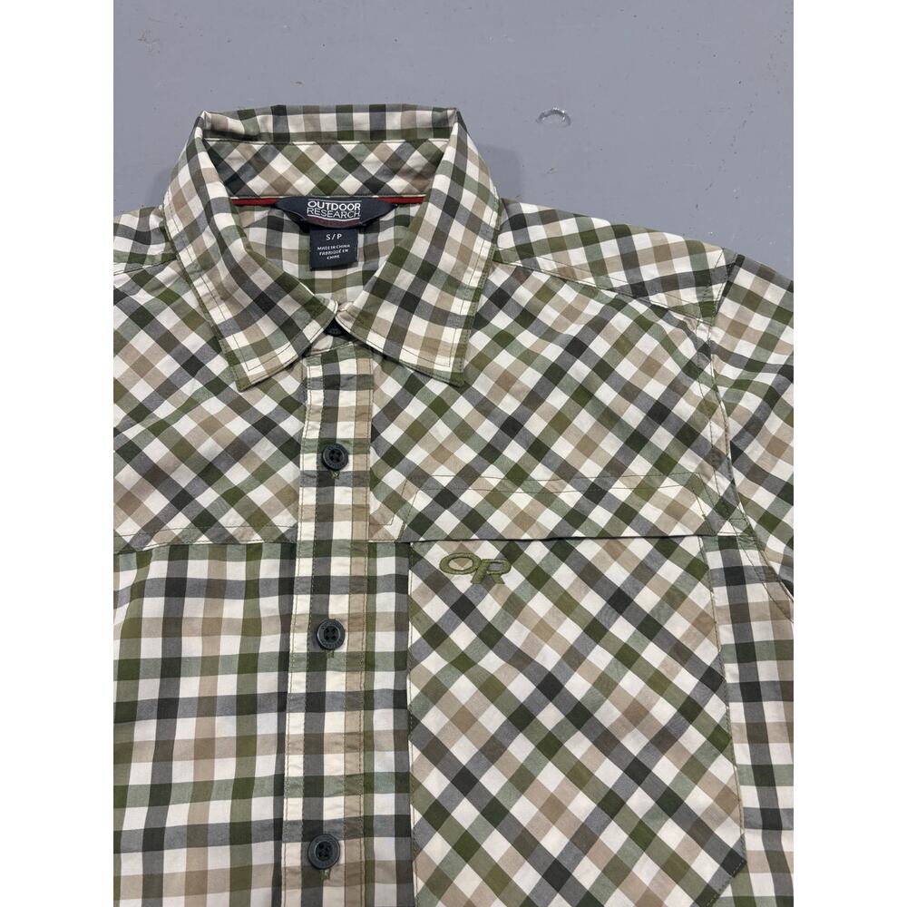 Outdoor Research Men’s Small Plaid Flannel Button Up Shirt Hiking Gorpcore
